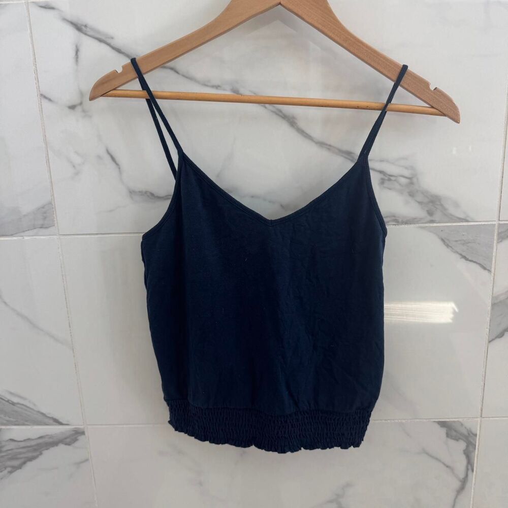 True Y2K American Eagle navy blue little tank top with smocking detail - small